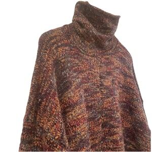 Eskandar O/S Multicolor Tweed Merino Wool Monk Cowl Neck Tunic Sweater Lagenlook